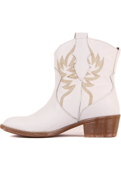 Sail Lakers - Beyaz Deri Nakışlı Kadın Bot modelleri