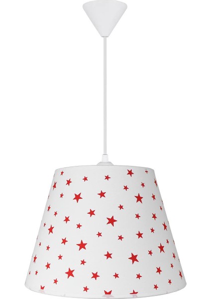 Çocuk Odası Konik Kumaş Avize Sarkıt-Beyaz Yıldız