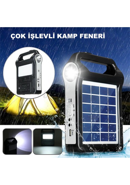 Taşınabilir USB Şarjlı Solar Güneş Enerjili Kamp Feneri Powerbank