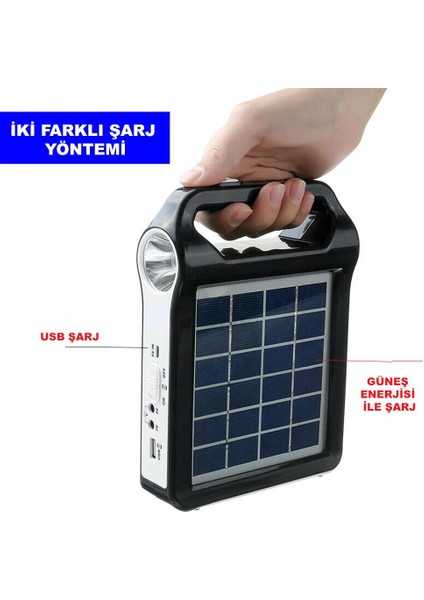 Taşınabilir USB Şarjlı Solar Güneş Enerjili Kamp Feneri Powerbank