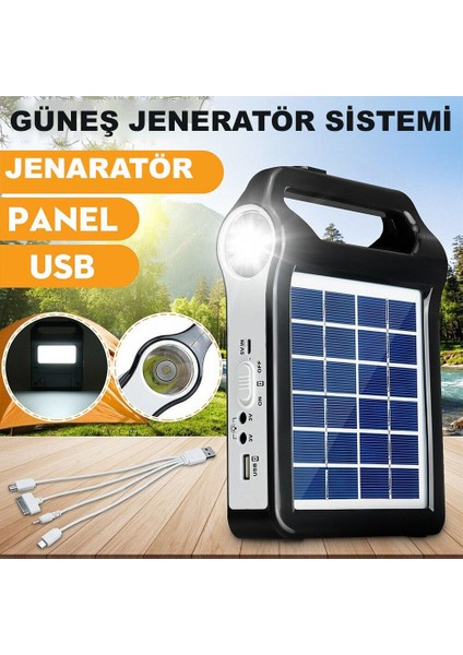 Taşınabilir USB Şarjlı Solar Güneş Enerjili Kamp Feneri Powerbank