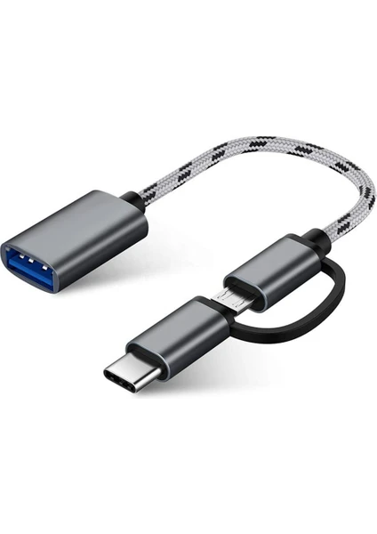 4901 USB 3.0 Otg To Type C Micro USB Data Şarj Çevirici Dönüştürücü Otg Adaptörü