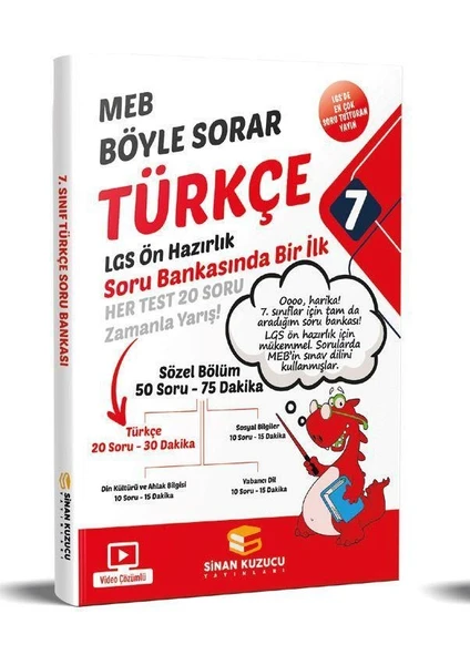 Sinan Kuzucu Yayınları 7. Sınıf Meb Böyle Sorar Türkçe Soru Bankası Video Çözümlü