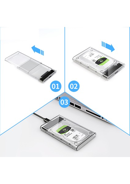 2.5 Sata USB 3.0 Şeffaf Harici SSD HDD Hard Disk Kutusu 8 Tb Şeffaf Disk