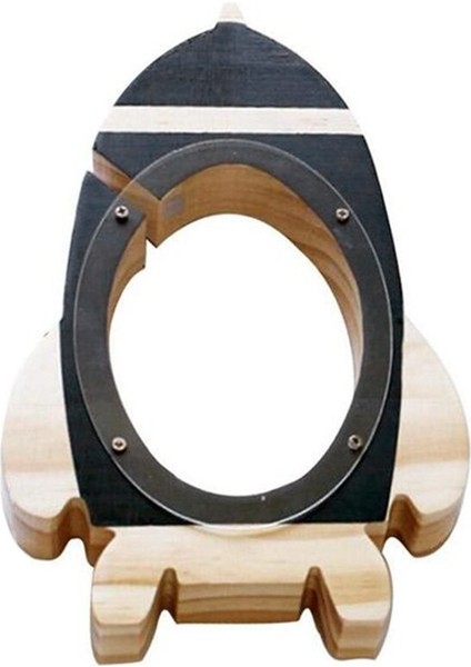 Nordic Bebek Çocuklar Ahşap Roket Para Kutusu Ahşap Para Kutular Oyuncaklar Oturma Odası (22 * 14 * 2.5 Cm)