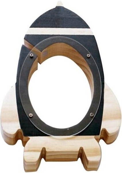 Nordic Bebek Çocuklar Ahşap Roket Para Kutusu Ahşap Para Kutular Oyuncaklar Oturma Odası (22 * 14 * 2.5 Cm)