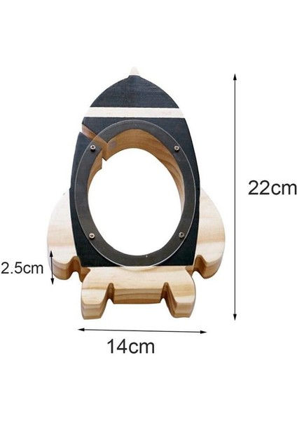 Nordic Bebek Çocuklar Ahşap Roket Para Kutusu Ahşap Para Kutular Oyuncaklar Oturma Odası (22 * 14 * 2.5 Cm)