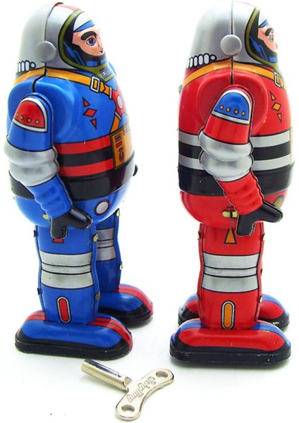 Retro Astronot Robot Kurmalı Oyuncak - Mavi (Yurt Dışından)