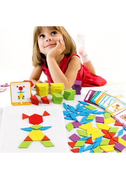 Hot Sale 155 Tangram Wooden Jigsaw Set Toys Color Diy Puzzle Jigsaw Puzzle Building Blocks Puzzle Toys Creative Puzzle Games|stacking Blocks(Yurt Dışından)