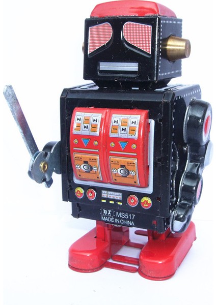 Antik Stil Teneke Oyuncaklar Robotlar Wind Up Oyuncaklar Çocuklar Için Ev Dekorasyonu Metal Zanaat Siyah Robot | Rüzgar Oyuncak | Rüzgar Yukarı Toystin Oyuncaklar modelleri