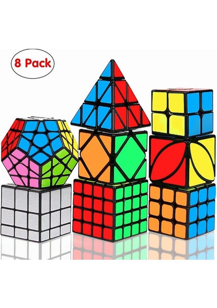 Hız Küp Seti, Sihirli Küp Bundle 2x2 3x3 4x4 Piramit - Çocuklar ve Yetişkinler Için Oyuncak Bulmacalar Küp 8