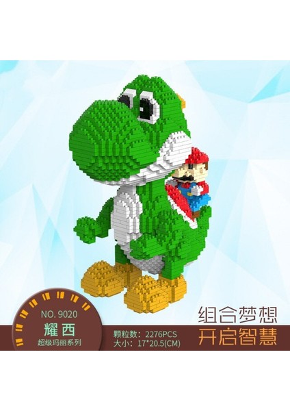 Is Compatible With Mini Particle Puzzle Assembly Kid’s Toy Totoro Mario Block Game Cartoon Dinosaur Modeling|stacking Blocks(Green)