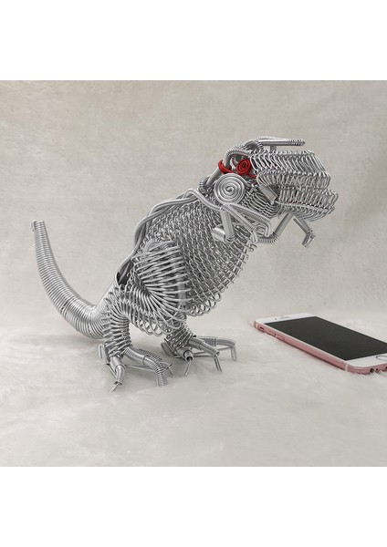 Roman ve Komik Oyuncak Alüminyum Tel Tyrannosaurus Rex Model Metal El Sanatları Hatıra Eşyası Dinozor Masa Dekorasyon Hediye Toplamak | Gags ve pratik Şakalar modelleri
