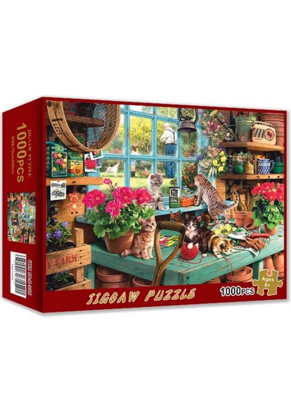 3D Parçalar Yapboz Pencere Kediler Yetişkin Çocuklar Için Yüksek Kalite En Iyi Hediyeler Dekompresyon Oyunu 70X50 cm AA168 59 | Model Yapı Kitleri