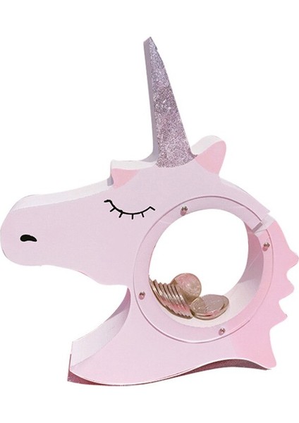 1 Adet Yeni Unicorn Para Kutuları Şeffaf Ahşap Kumbara Para Kutusu Çocuk Hediye Çocuk Odası Dekorasyon Ma 001 | Para Kutuları (19 * 23 * 3))