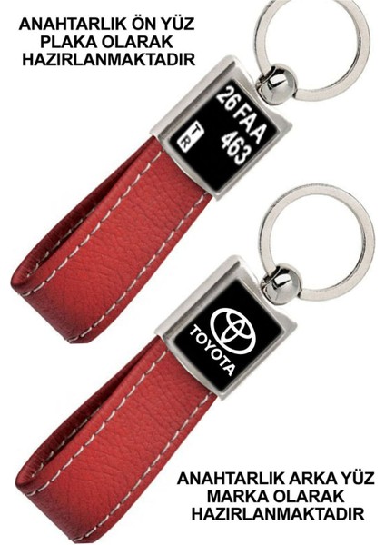 Ön Yüz Toyota Logolu Arka Yüz Plakanıza Özel Kırmızı Anahtarlık