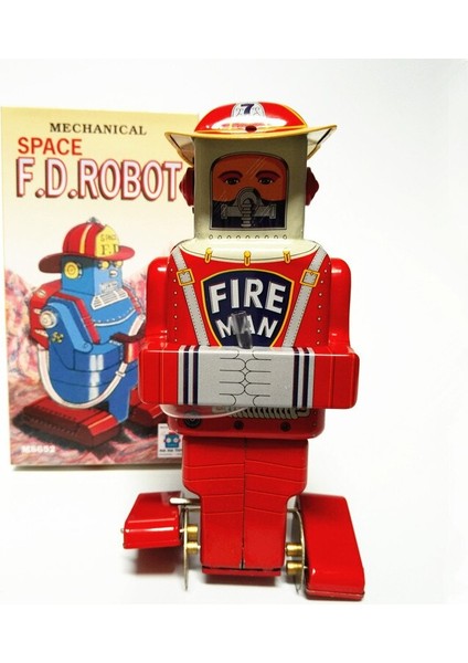 Tahsil Retro Antika Teneke Oyuncaklar Demir Metal Wind Up Robot Çocuk Oyuncakları Ev Dekorasyon Yangın Kurtarma Adam | Rüzgar Up Oyuncaklar
