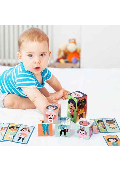 Jigsaw Puzzle Baby Toy Wooden Cubes Match Game Montessori Baby Educational Learning Toys Preschool Kids Toys|stacking Blocks(Yurt Dışından)