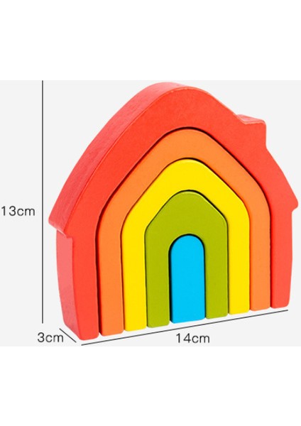 Newest Baby Wood Rainbow House Tree Dolls Mini Stacker Blocks Toys Rainbow Bars Block Small Size Creactive Toy Table Games Gift|stacking Blocks(Rainbow Colors)