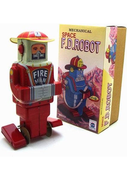 Vintage Children Adult Toys Tin Robots Wind Up Toys Home Collection Retro Craft Mechanical Fire Fighter|wind Up Toys