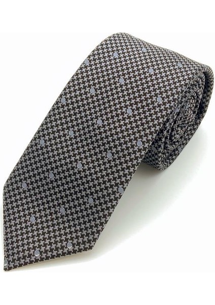 Gri Puantiyeli Kravat Mendil Set