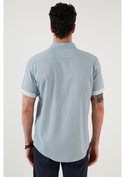 Pamuklu Slim Fit Düğmeli Yaka Kısa Kollu Gömlek Erkek GÖMLEK CF21S112546 indirimleri