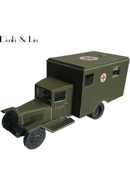 1:43 3D 14 x 6 cm Sovyet Zıs 44 Battlefield Ambulans Ordusu Kamyon Kağıt Modeli Ikinci Dünya Savaşı El Işi Yapboz Oyunu | Kamyon Kağıdı Modeli | Kağıt Modelwar 3D Model