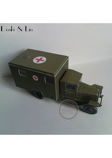 1:43 3D 14 x 6 cm Sovyet Zıs 44 Battlefield Ambulans Ordusu Kamyon Kağıt Modeli Ikinci Dünya Savaşı El Işi Yapboz Oyunu | Kamyon Kağıdı Modeli | Kağıt Modelwar 3D Model fiyatları