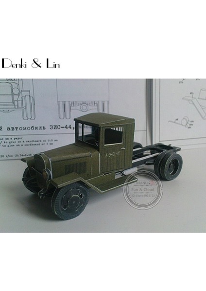 1:43 3D 14 x 6 cm Sovyet Zıs 44 Battlefield Ambulans Ordusu Kamyon Kağıt Modeli Ikinci Dünya Savaşı El Işi Yapboz Oyunu | Kamyon Kağıdı Modeli | Kağıt Modelwar 3D Model modelleri