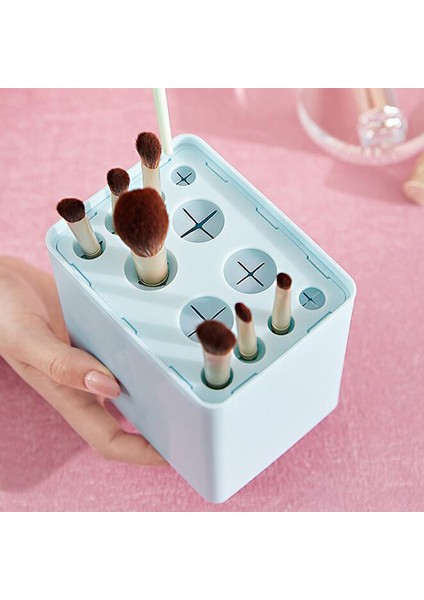 2 In 1 Makyaj Fırça Saklama Kutusu Makyaj Fırça Tutucu Kuruyan Raf Makyaj Organizatör Kozmetik Depolama Kova Plastik Kutu Toz Geçirmez modelleri