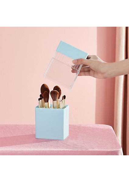 2 In 1 Makyaj Fırça Saklama Kutusu Makyaj Fırça Tutucu Kuruyan Raf Makyaj Organizatör Kozmetik Depolama Kova Plastik Kutu Toz Geçirmez fırsatları
