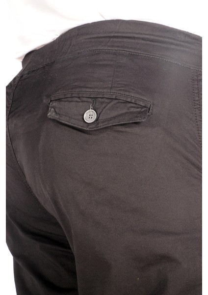 Büyük Beden Pantolon Keten Kargo Jogger Milano 21912 Siyah