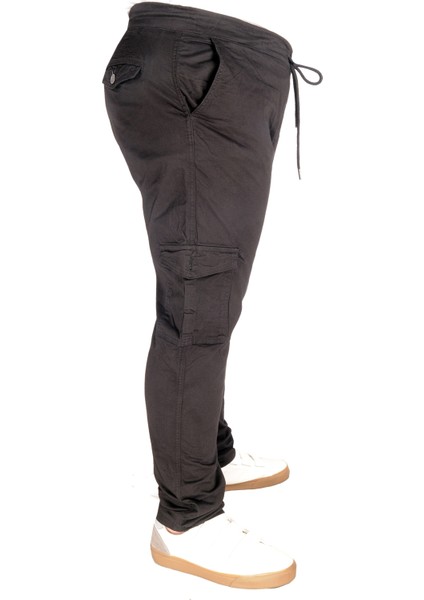Büyük Beden Pantolon Keten Kargo Jogger Milano 21912 Siyah modelleri