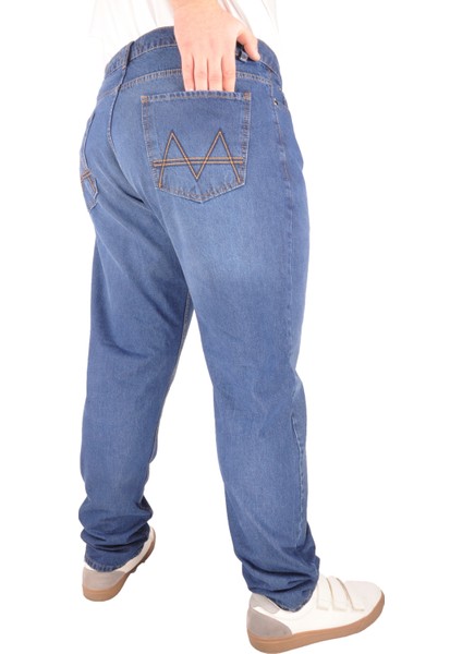Erkek Pantolon Arka Cep Nakışlı 21918 Mavi