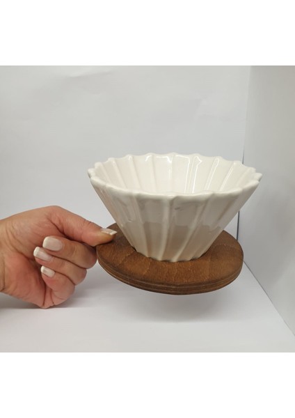 Ahşap Stantlı V60 Dripper Mavi