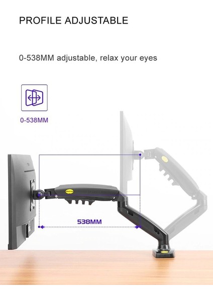 Nb F80 Amortisörlü 17-27'' Masa Üstü Monitör Tutucu