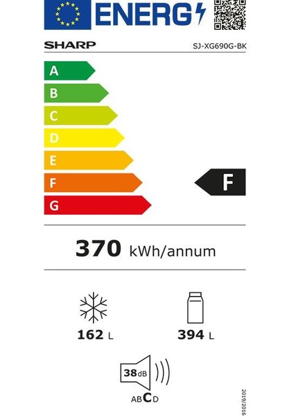 SJ-XG690G-BK 556 LT No Frost Siyah Buzdolabı