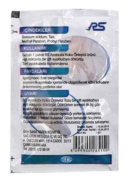 R&s Ayakkabı Kokusu Önleyici Toz 10 gr