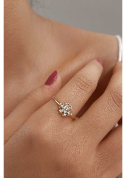 14 Ayar Altın Kar Tanesi Yüzük 1