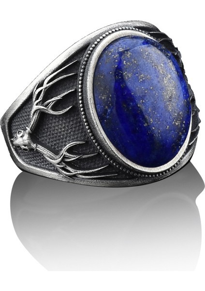 Geyik Lapis Lazuli Mavi Taşlı Yüzük