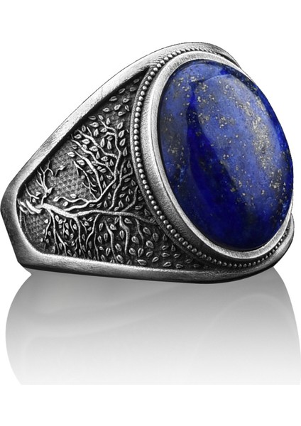 Hayat Ağacı Lapis Lazuli Mavi Taşlı Yüzük