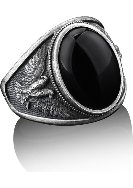 Kanatlı Kartal Oniks Siyah Taşlı Yüzük fiyatları