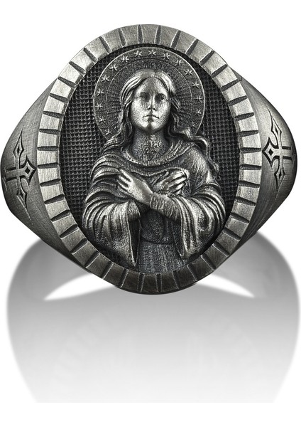 Mary Dini Oval Gümüş Yüzük