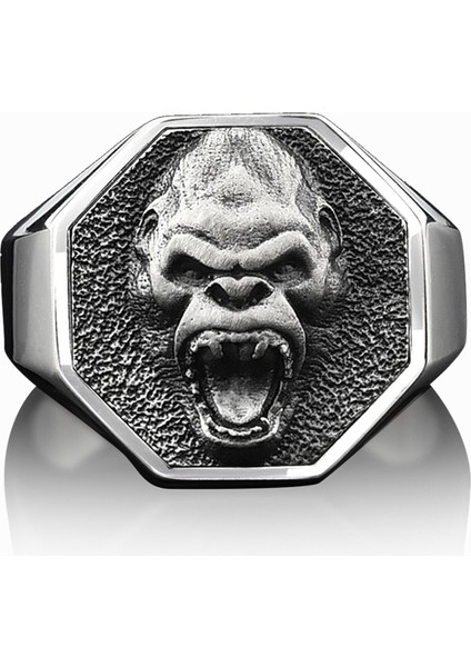 Goril Parlak Cilalı Gümüş Yüzük