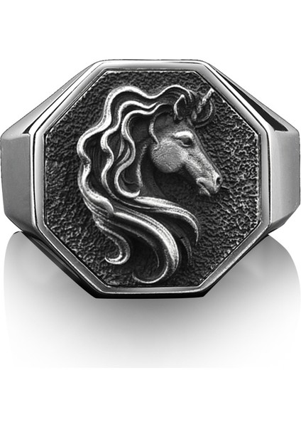 Unicorn Parlak Cilalı Gümüş Yüzük