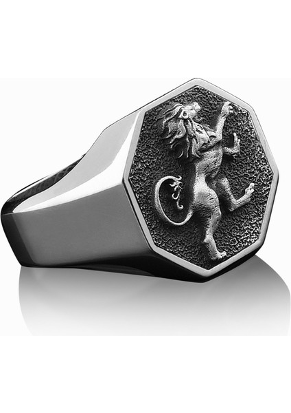Öfkeli Aslan Parlak Cilalı Gümüş Yüzük fiyatları