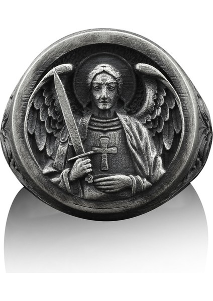 Archangel Aziz Micheal Gümüş Yüzük fiyatları