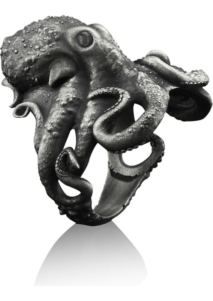 Ahtapot 3D Gümüş Yüzük