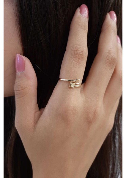 14 Ayar Altın Çift Kare Objeli Yüzük fiyatları