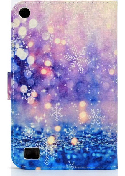 Puluz Amazon Kindle Fire 7 (2019) / (2017) / (2016) / (2015) Deri Kılıf - Pembe Çiçekler (Yurt Dışından)